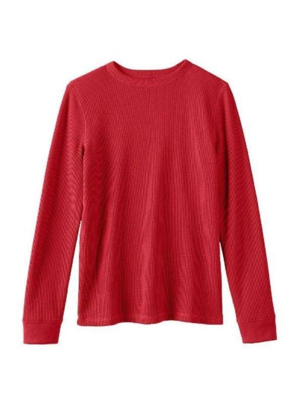 Urban Pipeline Thermal Shirt 10/12 Boys Red Ribbed Long Sleeve Crew Tagless